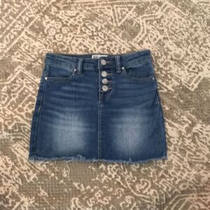 Tillys RSQ Denim Skirt girls size Small exposed button fly